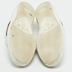 Pre Owned Gucci White Python Embossed Leather Web Ace Lace Up Sneakers Size 45.5