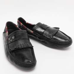 Pre Owned Gucci Black Patent Leather Hysteria Fringe Loafers Size 43.5