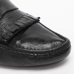 Pre Owned Gucci Black Patent Leather Hysteria Fringe Loafers Size 43.5