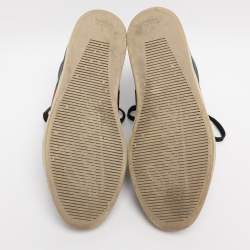 Pre Owned Gucci Black Guccissima Leather Web Detail High-Top Sneakers  Size 40.5