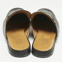 Pre Owned Gucci Black Leather Princetown Flat Mules Size 43