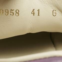 Pre Owned Gucci Beige/Purple Canvas and Leather Guccissima Lace Up Sneakers Size 41