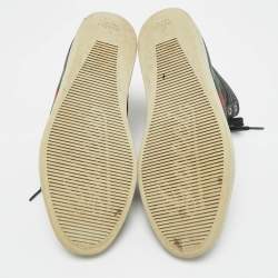 Pre Owned Gucci Black Guccissima Leather Web Detail High-Top Sneakers Size 40