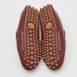 Pre Owned Gucci Burgundy Leather Web Horsebit Slip On Loafers Size 41