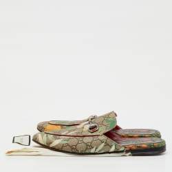Pre Owned Gucci Multicolor GG Supreme Canvas Tian Princetown Flat Mules Size 41