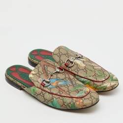 Pre Owned Gucci Multicolor GG Supreme Canvas Tian Princetown Flat Mules Size 41