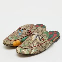 Pre Owned Gucci Multicolor GG Supreme Canvas Tian Princetown Flat Mules Size 41