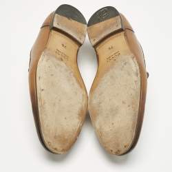 Pre Owned Gucci Brown Leather Jordaan Horsebit Loafers Size 41.5