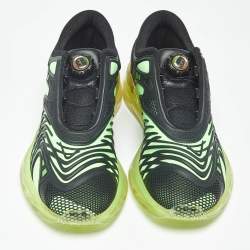 Pre Owned Gucci Black/Green Fabric and Rubber Ultrapace Low Top Sneakers Size 42