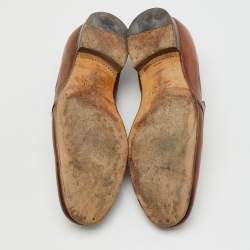 Pre Owned Gucci Brown Leather and Suede Slip On Penny Loafers Size 41