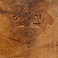 Pre Owned Gucci Brown Leather and Suede Slip On Penny Loafers Size 41