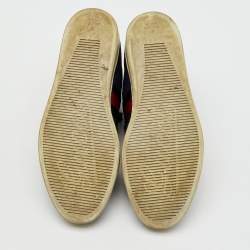 Pre Owned Gucci Navy Blue Guccissima Leather Web Detail High Top Sneakers Size 41.5