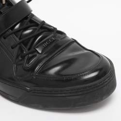 Pre Owned Gucci Black Leather Magnum High Top Sneakers Size 44.5
