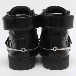 Pre Owned Gucci Black Leather Magnum High Top Sneakers Size 44.5