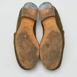 مملوكة مسبقًا Gucci Green Nubuck Leather 1953 Horsebit Slip On Loafers Size 41