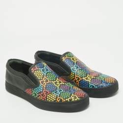 Pre Owned Gucci Multicolor GG Coated Canvas and Leather Slip On Sneakers Size 45