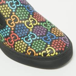 Pre Owned Gucci Multicolor GG Coated Canvas and Leather Slip On Sneakers Size 45