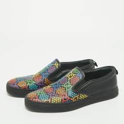 Pre Owned Gucci Multicolor GG Coated Canvas and Leather Slip On Sneakers Size 45