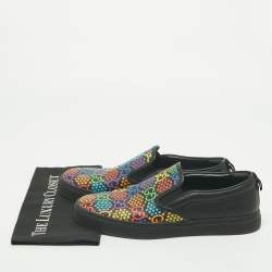 Pre Owned Gucci Multicolor GG Coated Canvas and Leather Slip On Sneakers Size 45