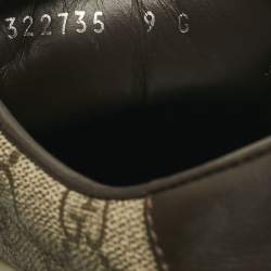 Pre Owned Gucci Beige/Dark Brown Coated Canvas and Leather GG Supreme Low Top Sneakers Size 43