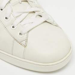 Pre Owned Gucci White Snakeskin Embossed and Leather Web Ace Low Top Sneakers Size 43.5