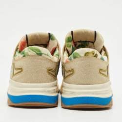 Pre Owned Gucci Gold/White Mesh, Glitter and Leather Ultrapace Low Top Sneakers Size 41