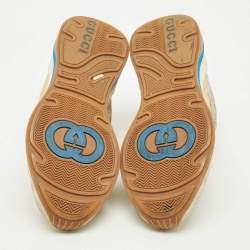 Pre Owned Gucci Gold/White Mesh, Glitter and Leather Ultrapace Low Top Sneakers Size 41