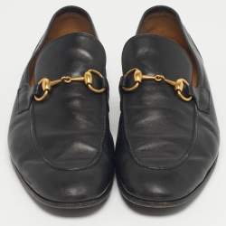 مملوكة مسبقًا حذاء لوفرز غوتشي جوردان جلد أسود هوورسبت مقاس 42.5