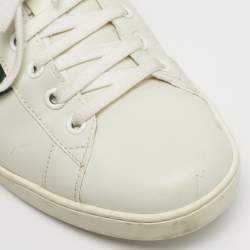 مملوكة مسبقًا Gucci White Leather and Python Embossed Leather Ace Low Top Sneakers Size 41