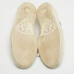 مملوكة مسبقًا Gucci White Leather and Python Embossed Leather Ace Low Top Sneakers Size 41