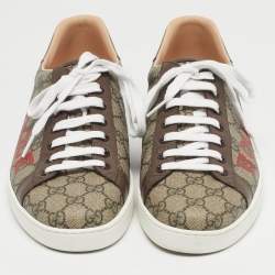 Pre Owned Gucci Beige/Brown GG Supreme Canvas Ace Sneakers Size 43