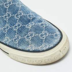 Pre Owned Gucci Blue GG Jacquard Denim Tennis 1977 Sneakers Size 43