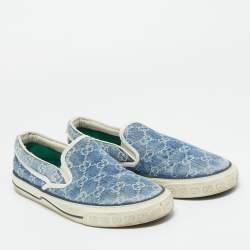 Pre Owned Gucci Blue GG Jacquard Denim Tennis 1977 Sneakers Size 43