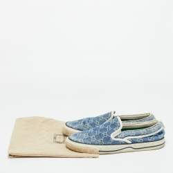 Pre Owned Gucci Blue GG Jacquard Denim Tennis 1977 Sneakers Size 43