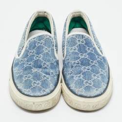 Pre Owned Gucci Blue GG Jacquard Denim Tennis 1977 Sneakers Size 43