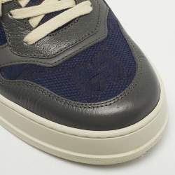 Pre Owned Gucci Blue/Grey Jumbo GG Canvas and Leather Low Top Sneakers Size 41