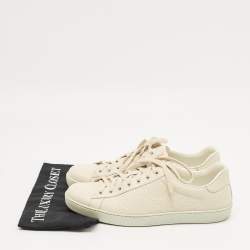 Pre Owned Gucci Cream Perforated Leather Lace Up Sneakers Size 45.5