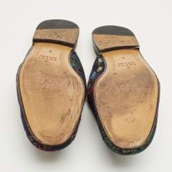 Pre Owned Gucci Multicolor Brocade Satin Princetown Mules Size 40