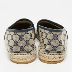 Pre Owned Gucci Beige/Navy Blue GG Canvas Espadrille Flats Size 43