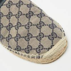 Pre Owned Gucci Beige/Navy Blue GG Canvas Espadrille Flats Size 43
