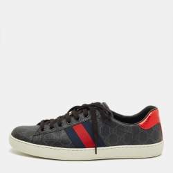 Pre Owned Gucci Black GG Supreme Canvas Ace Sneakers Size 44