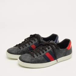 Pre Owned Gucci Black GG Supreme Canvas Ace Sneakers Size 44