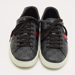 Pre Owned Gucci Black GG Supreme Canvas Ace Sneakers Size 44