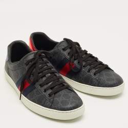 Pre Owned Gucci Black GG Supreme Canvas Ace Sneakers Size 44