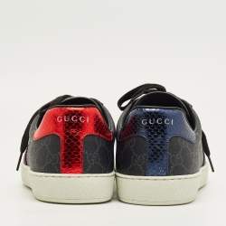 Pre Owned Gucci Black GG Supreme Canvas Ace Sneakers Size 44