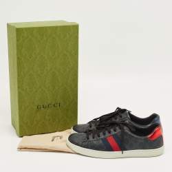 Pre Owned Gucci Black GG Supreme Canvas Ace Sneakers Size 44