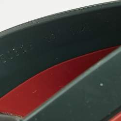 Pre Owned Gucci Red/Green Web Rubber Slide Sandals Size 44