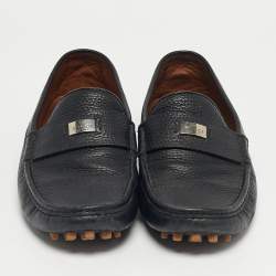 Pre Owned Gucci Black Leather Horsebit Slip On Loafers Size 41