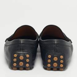 Pre Owned Gucci Black Leather Horsebit Slip On Loafers Size 41