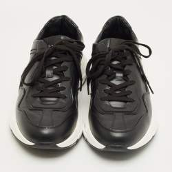 Pre Owned Gucci Black Leather Rhyton Sneakers Size 44